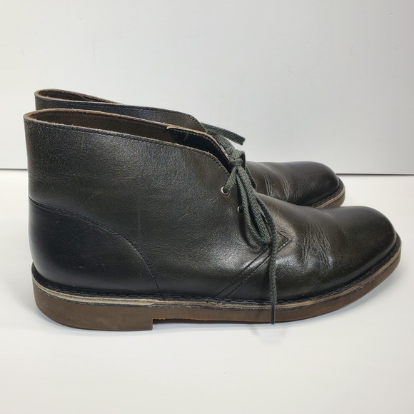 Clarks Men\'s Chukka Boots Size 12M Bushacre 2 Black Leather Ankle Lace Up 15522 main image 10